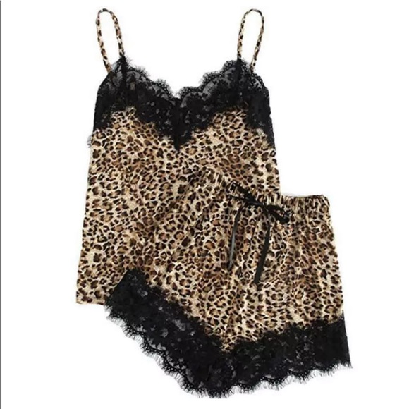 Other - Silk Lace Leopard Pajama Set Other - Silk Lace Leopard Pajama Set